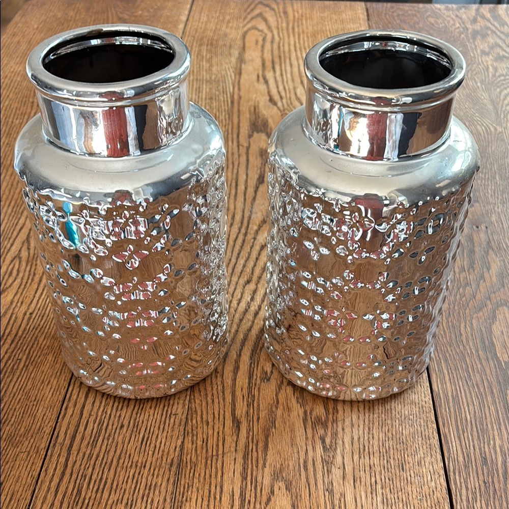Silver Textured Vases
